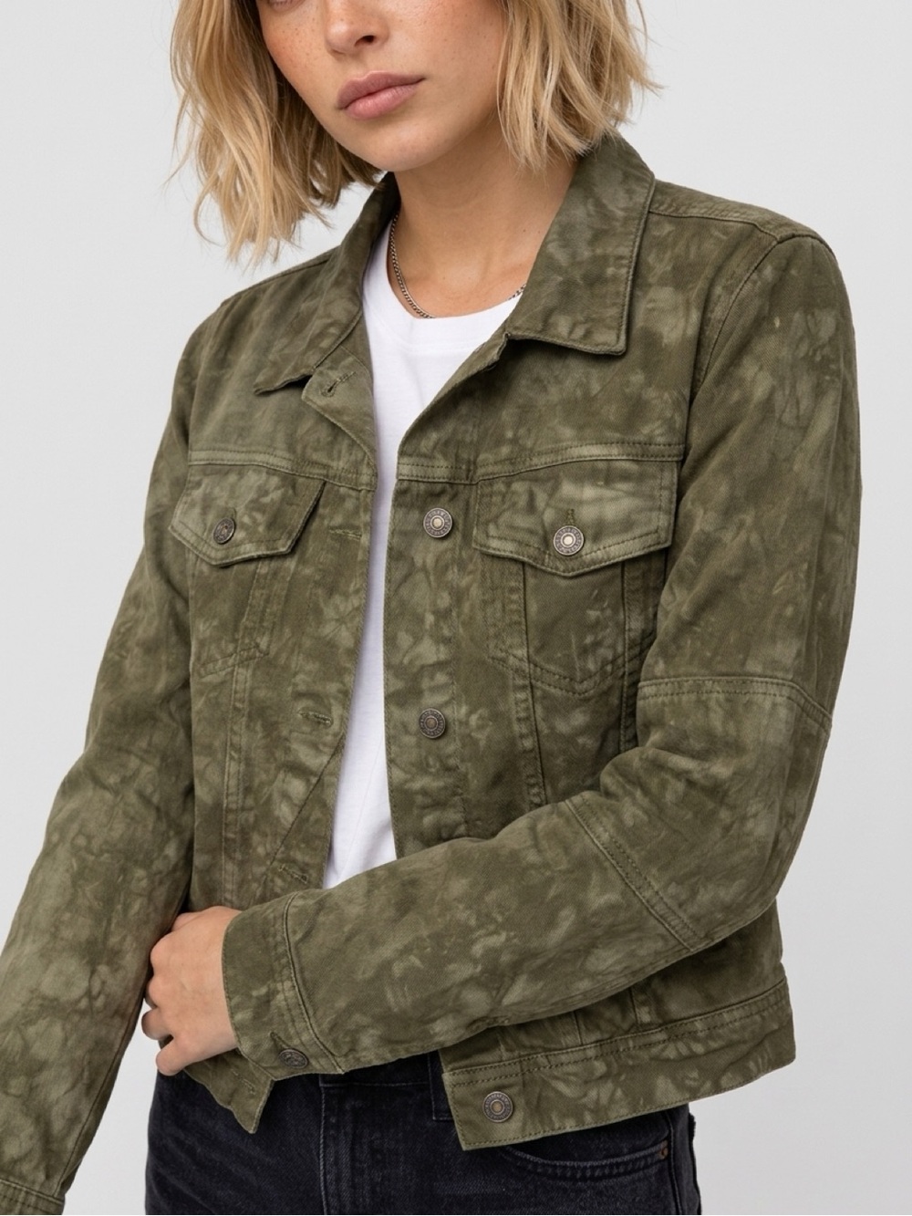 Free People Denim Jacket Size
M Green Tie Dye Trucker